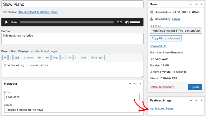 Adăugarea unei imagini de prezentare la un fișier audio