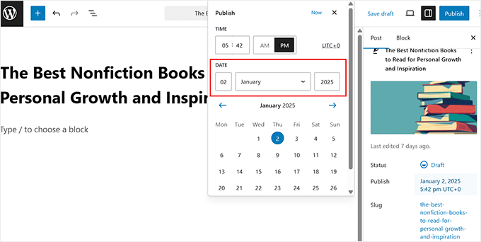 Postdatare un post di WordPress