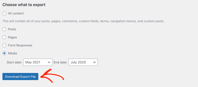 How to download a copy of your pages, posts, media files, and more