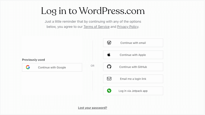 Logging into your WordPress blog account