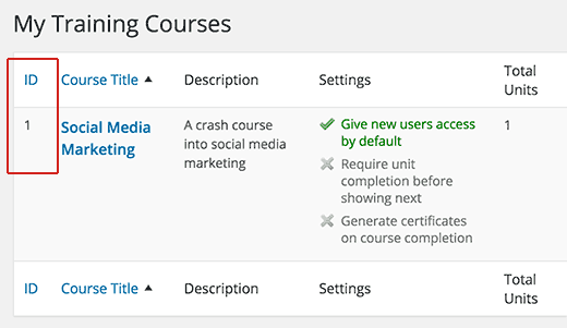 Finding course ID