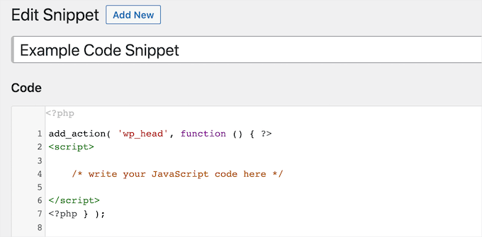 Using custom code snippets plugin