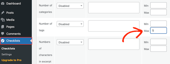 Setting a maximum number of tags in WordPress