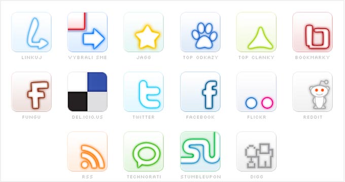 Social glow icon set