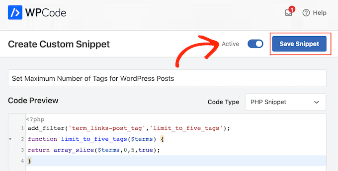 Limiting the number of tags using WPCode