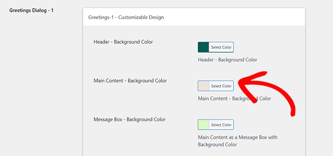 WebHostingExhibit choose-background-color-for-greeting-dialog How to Add WhatsApp Chatbox and Share Buttons in WordPress  