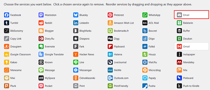 Elige los servicios donde permitirás compartir a los usuarios Elige los servicios donde permitirás compartir a los usuarios