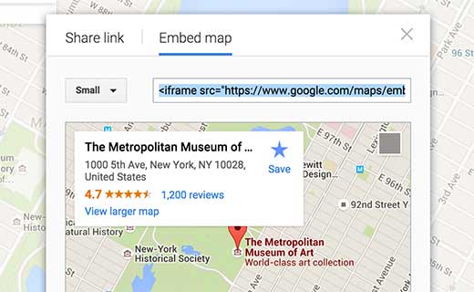 Manually embed a Google Map
