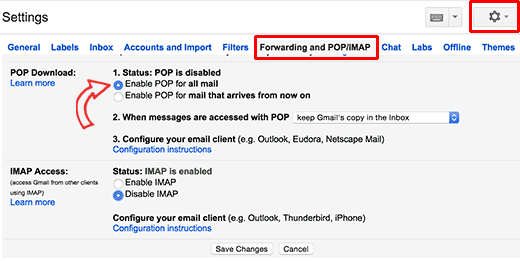 在 Gmail 中打开 POP3