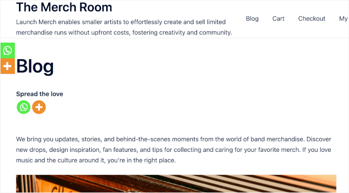 WhatsApp share button on a live site WhatsApp share button on a live site