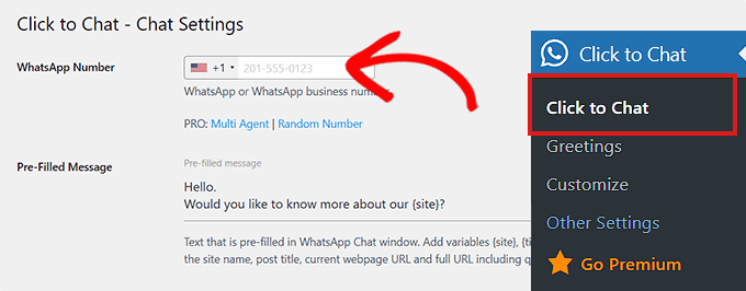 WebHostingExhibit provide-whatsapp-phone-number How to Add WhatsApp Chatbox and Share Buttons in WordPress  