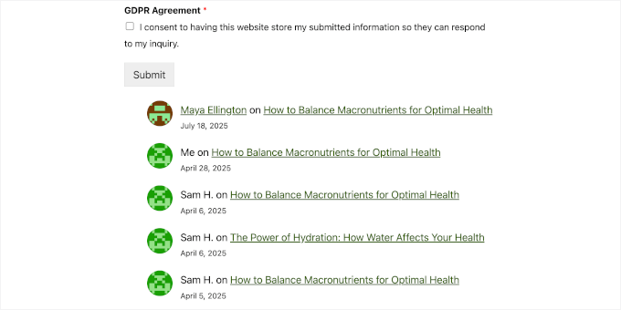 Ultimele comentarii pe un site live Ultimele comentarii pe un site live