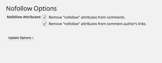 Nofollow plugin settings