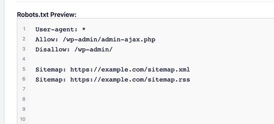 robots.txt preview in All in One SEO