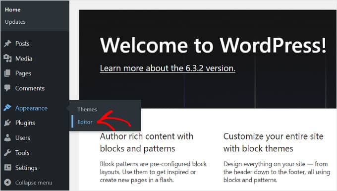 Navigating to the Full-Site Editor from the WordPress dashboard