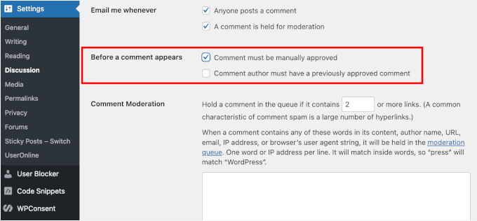 Setare înainte ca un comentariu să apară Setare înainte ca un comentariu să apară