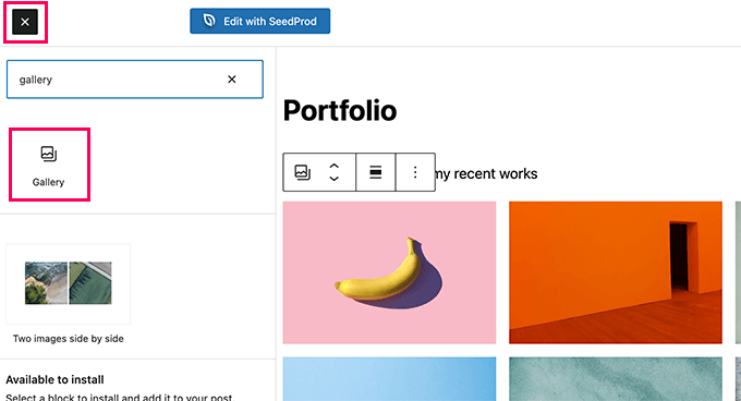 Add portfolio page using default editor