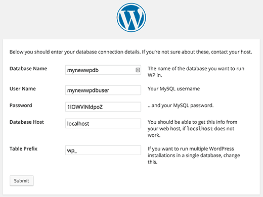 WordPress 安装期间创建配置文件步骤