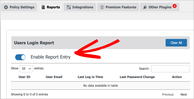 enable report entry