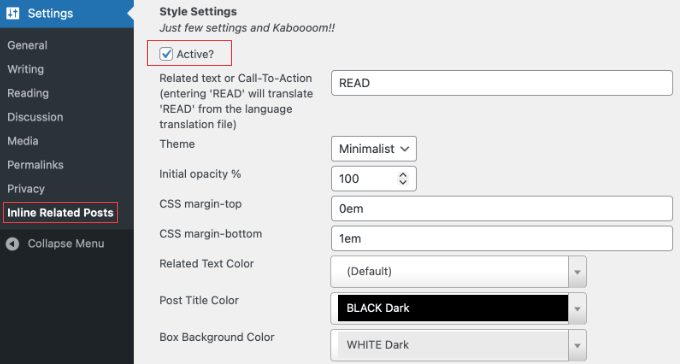 Making the Inline Related Posts Plugin Active Making the Inline Related Posts Plugin Active