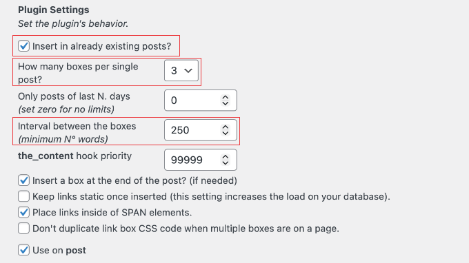 Inline Related Posts Plugin Settings Inline Related Posts Plugin Settings