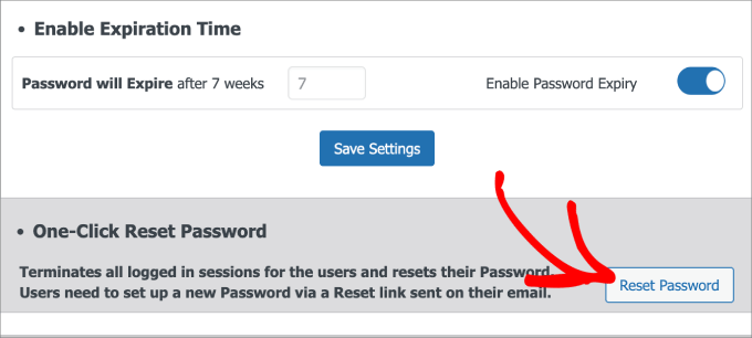 one click reset password