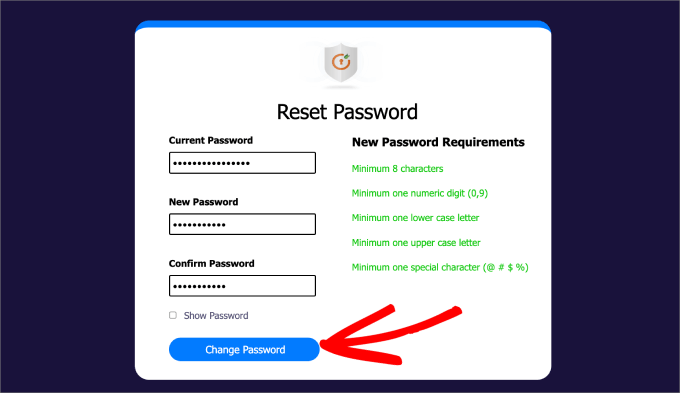 reset password