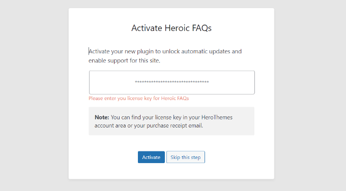 Enter heroic FAQs license key