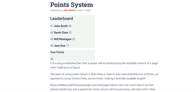 Point system preview