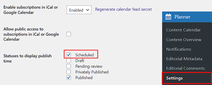Select the Scheduled status