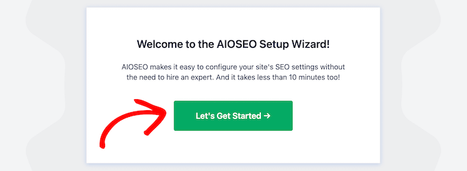 Click to start the AIOSEO Setup Wizard
