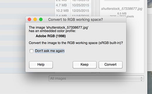 GIMP 检测并建议隐藏色彩空间