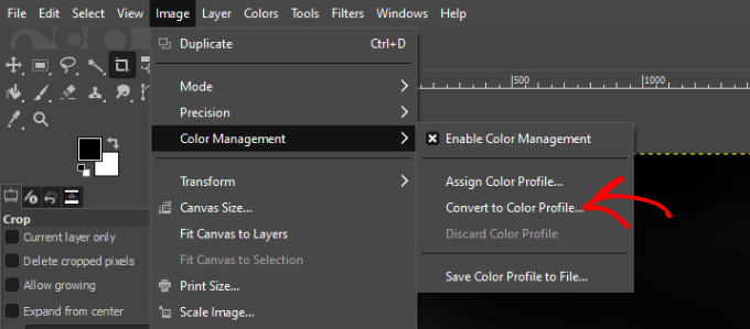 Open color management settings