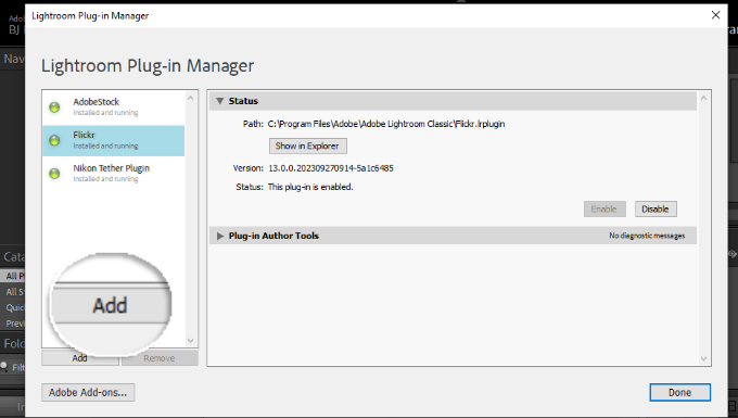 Add new plugin addon to Lightroom