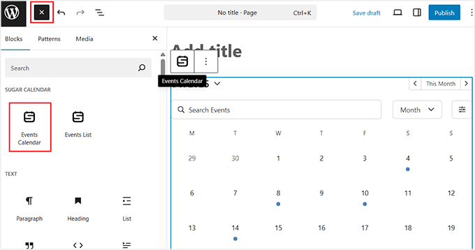 Add the events calendar block to add your Google Calendar in WordPress Add the events calendar block to add your Google Calendar in WordPress