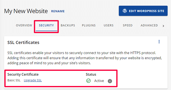 Bluehost SSL turned on 