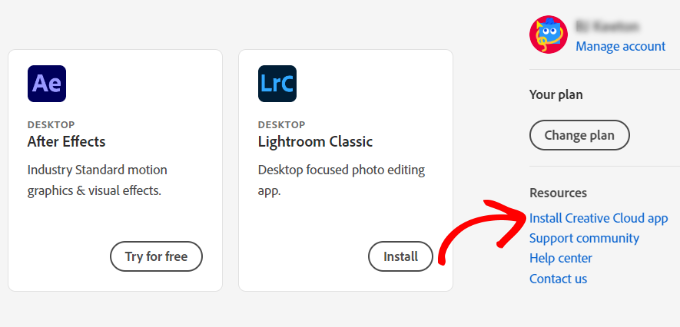 WebHostingExhibit click-install-creative-cloud-app How to Upload Photos from Adobe Lightroom to WordPress  
