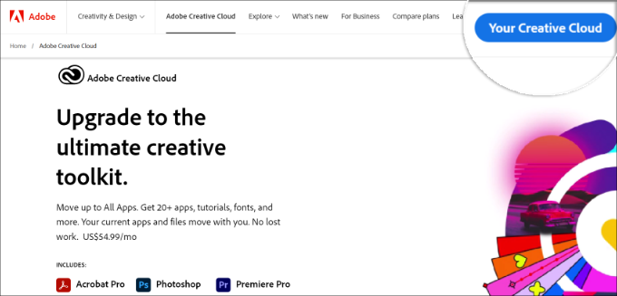 Go to your creative cloud app
