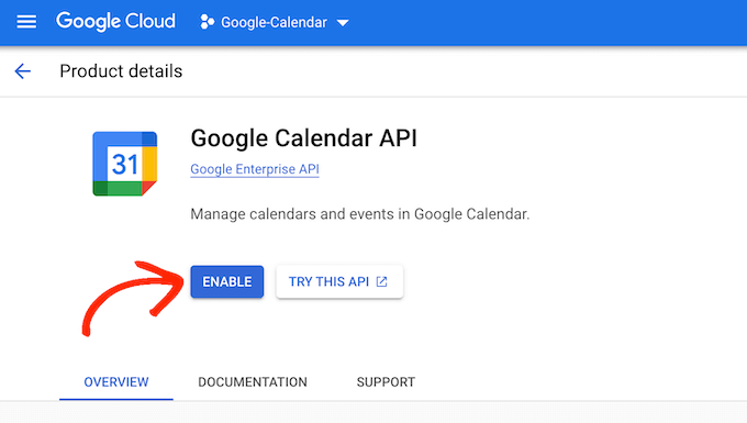 Activating the Google Calendar API