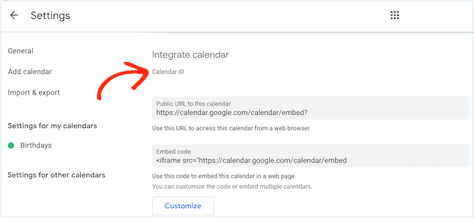 Getting a Google Calendar ID