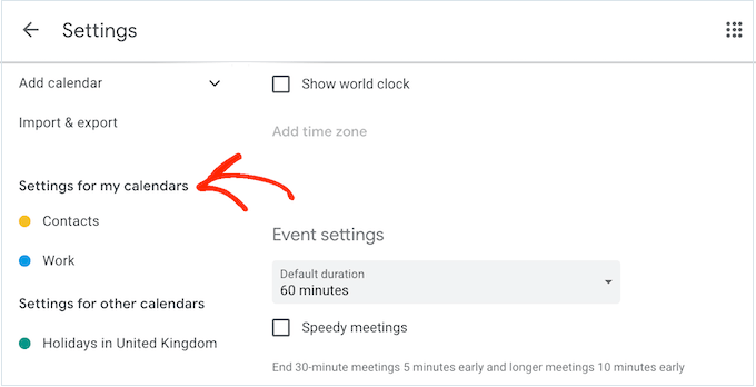 Changing the calendar settings in Google Drive