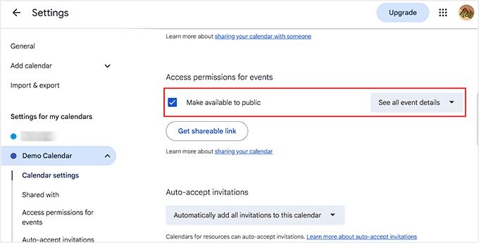 Make your Google Calendar available to public Make your Google Calendar available to public