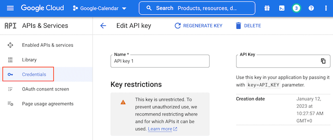 Handle API errors, Google Calendar