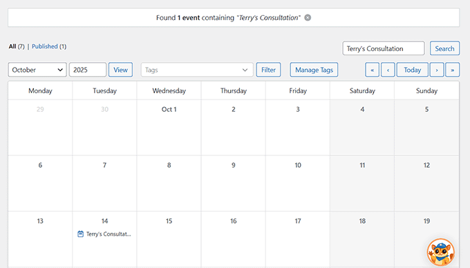 Use the search box to find events in Sugar Calendar Use the search box to find events in Sugar Calendar