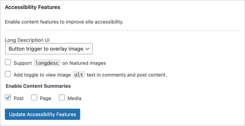 WP Accessibility Features