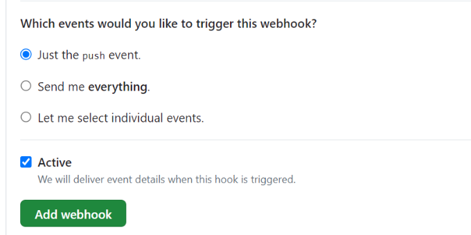 Click add webhook button