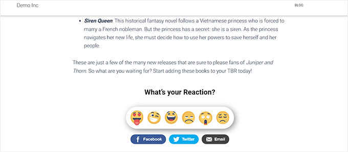 Facebook like reactions preview