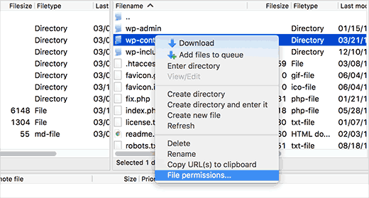 FTP file permissions