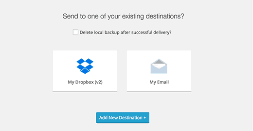 Select backup destination