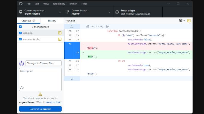View changes to code in GitHub desktop